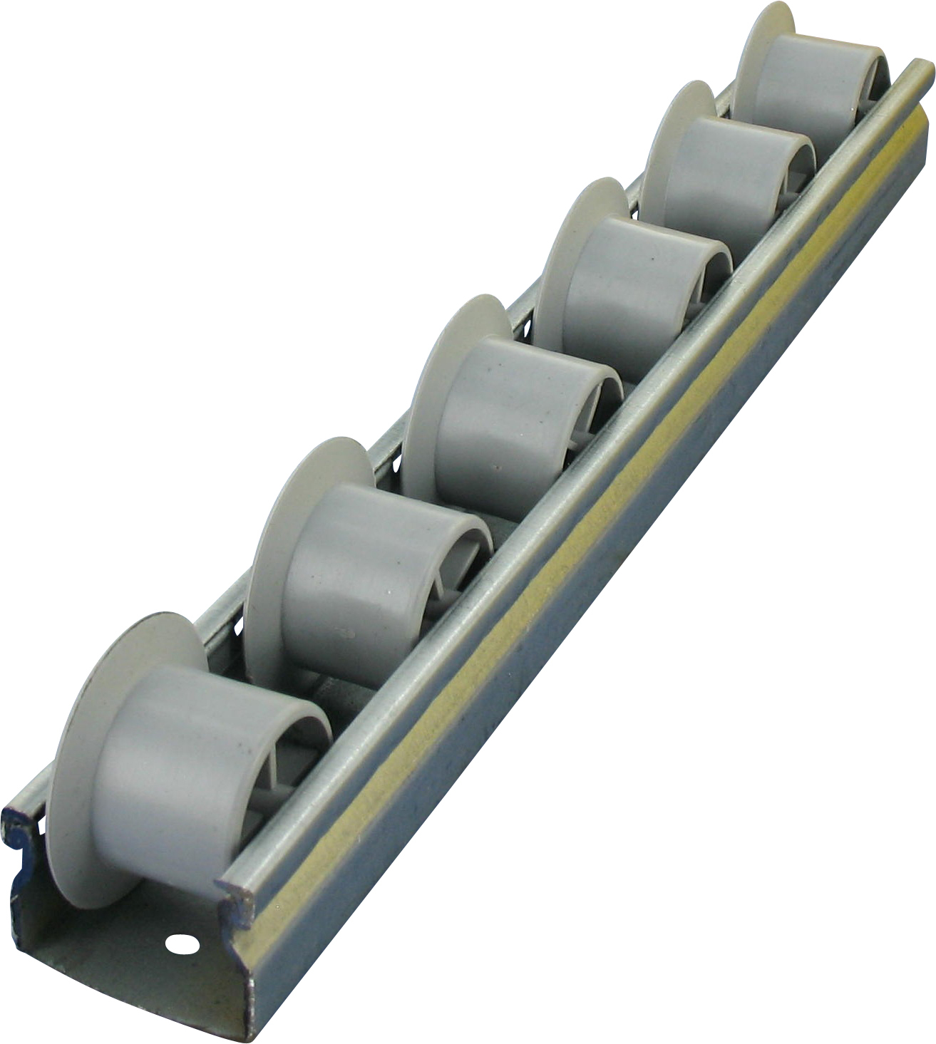 Rollentechnik vom Stein GmbH Spurkranz Röllchenleiste / Rollenleiste kpl. KRN 28/25 Länge 800 mm mit Spurkranzrad nach DIN 9033 700577-800