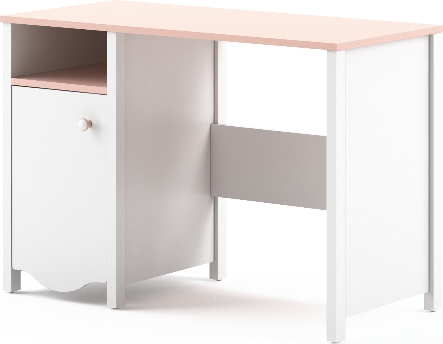 Furniture24 Nachttisch Luna LN7 Mit Tür & Schublade – In Alpinweiß/Rosa Für Mädchen- & Kinderzimmer – Stylischer Nachtschrank Zum Selbstaufbauen
