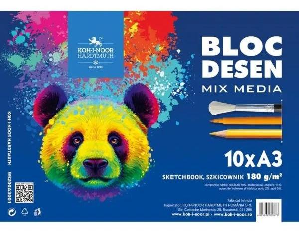 Koh I Noor Mix-Media-Skizzenbuch A3, 10 Blatt, Blauer Bär – Koh-I-Noor