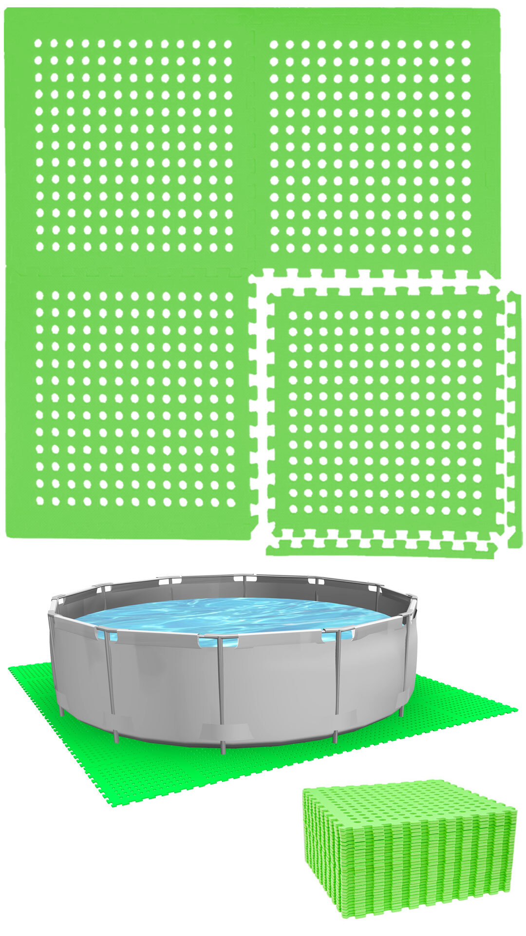 Podložka pod bazén s otvormi - 7 súprav pre 244 Pool Green