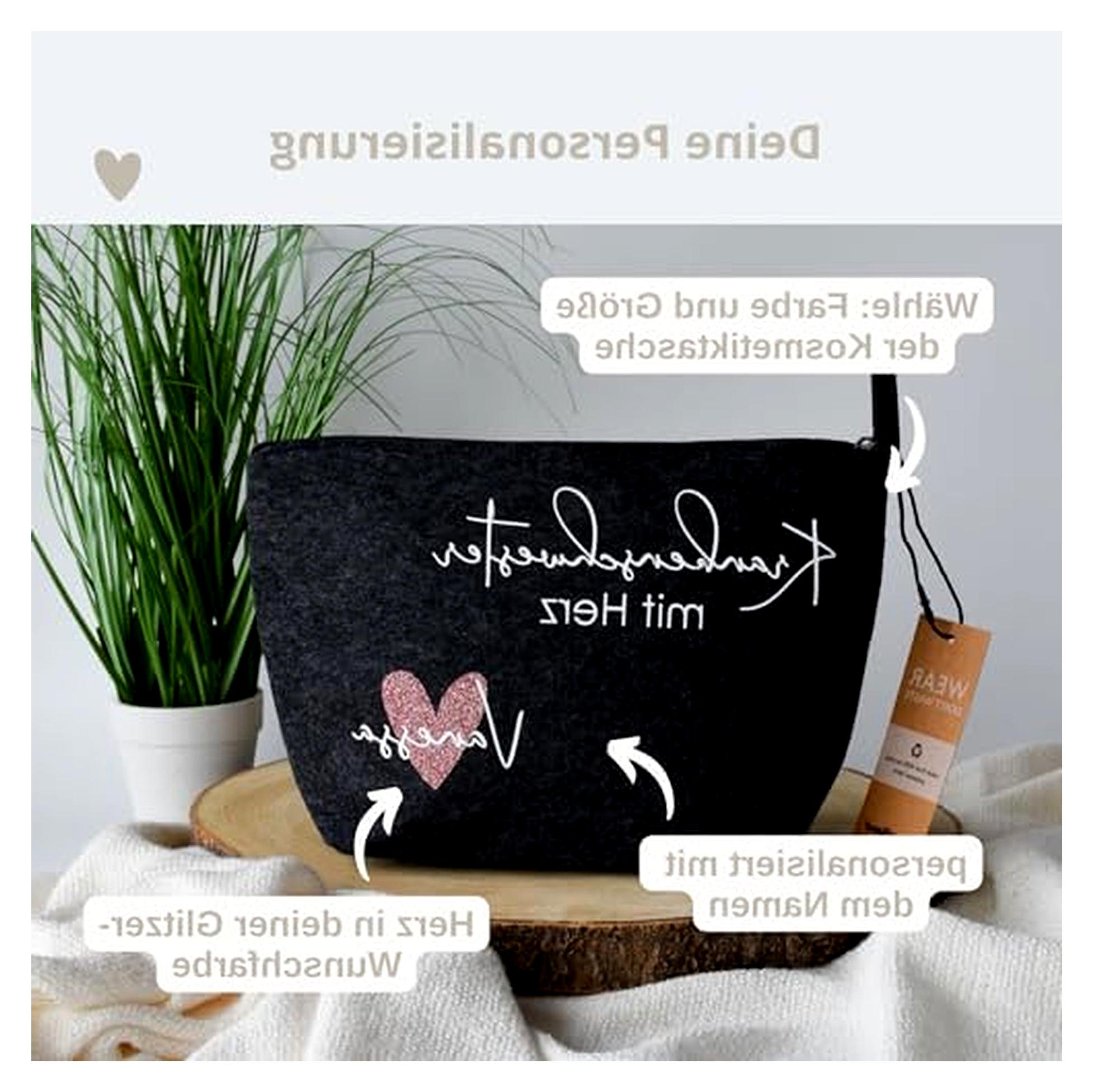Markenlos personalisierte Tasche aus Filz | Krankenschwester mit Herz und Namen | Dankeschön Geschenk für Pflegerin | Abschiedsgeschenk - kleines Danke