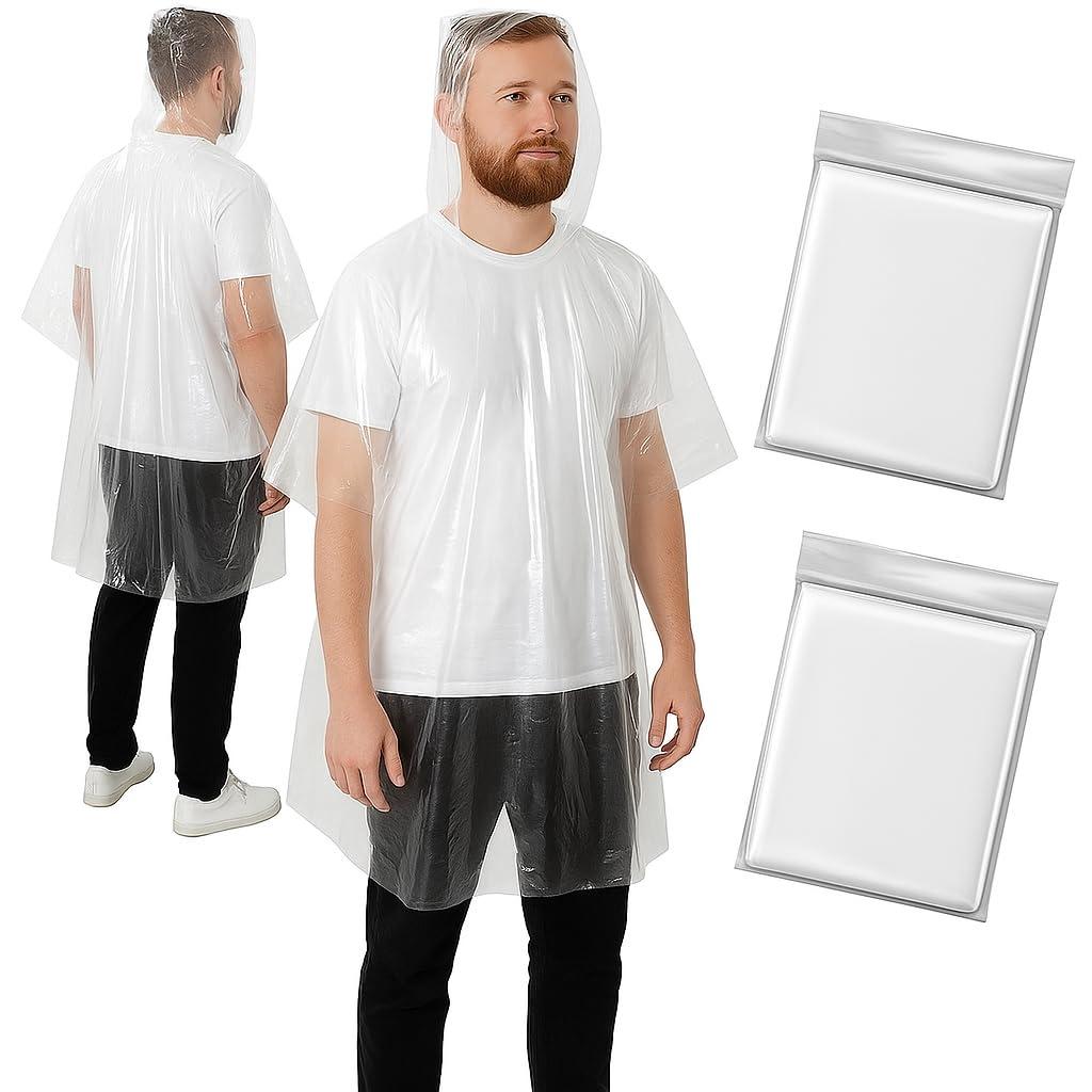 Globly Regenponcho 2 Stück Einweg- und Einweg-Regenponcho für Damen und Herren |
