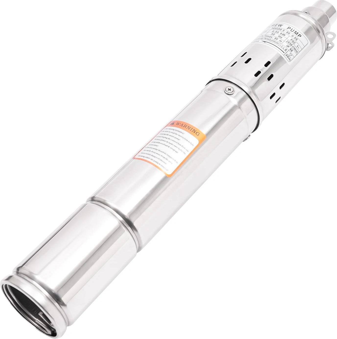 Čerpadlo do hlbokých studní - Ponorné čerpadlo - Priemer 9,5 cm - 0,75 hp/550 W - Zástrčka 220 V EU - Nerezová oceľ IP68 - Maximálna hĺbka ponoru 60 m