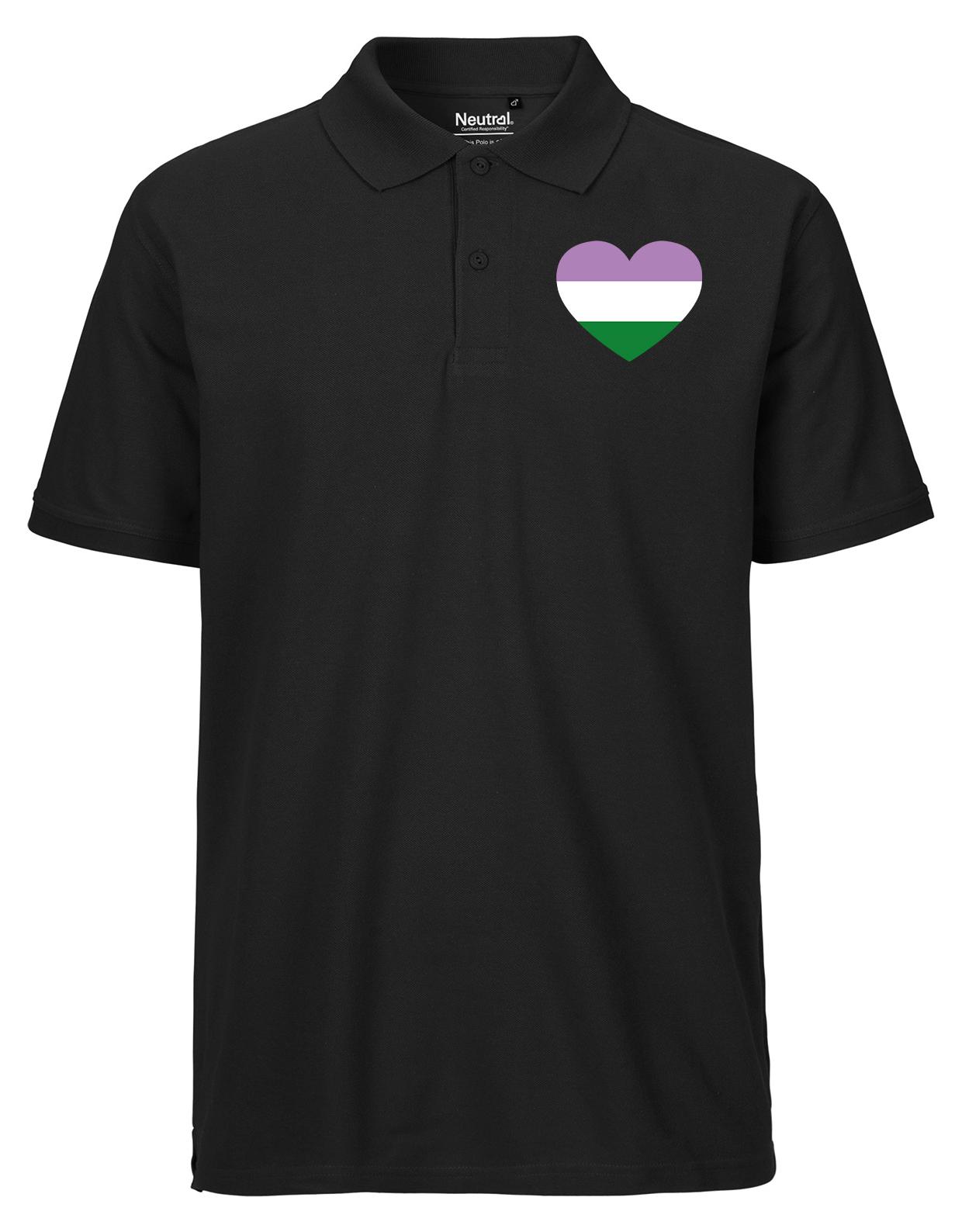 Hellweg Druckerei Huuraa Herren Polo Shirt Genderqueer Pride Flagge LGBTQ Herz S Black Bio Baumwolle Fairtrade Poloshirt Geschenkidee 6122HP-S-BLA
