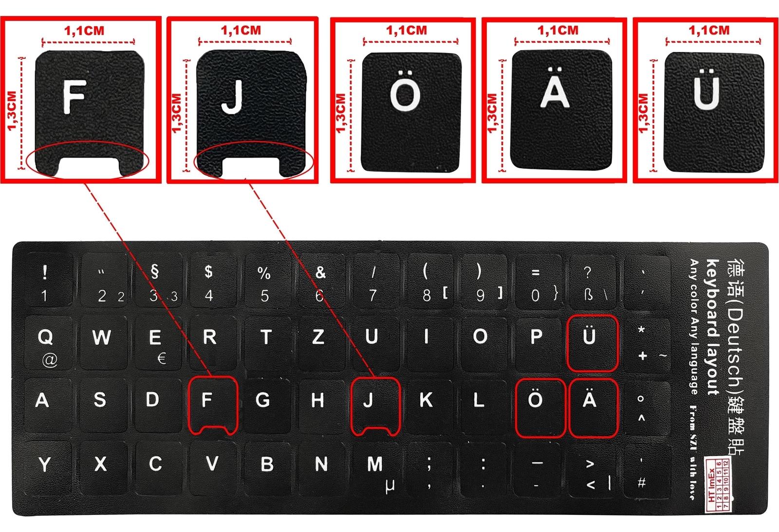 HT ImEx Deutsche Tastatur Aufkleber für Notebook/ Laptop matt 48 Tasten Qualität