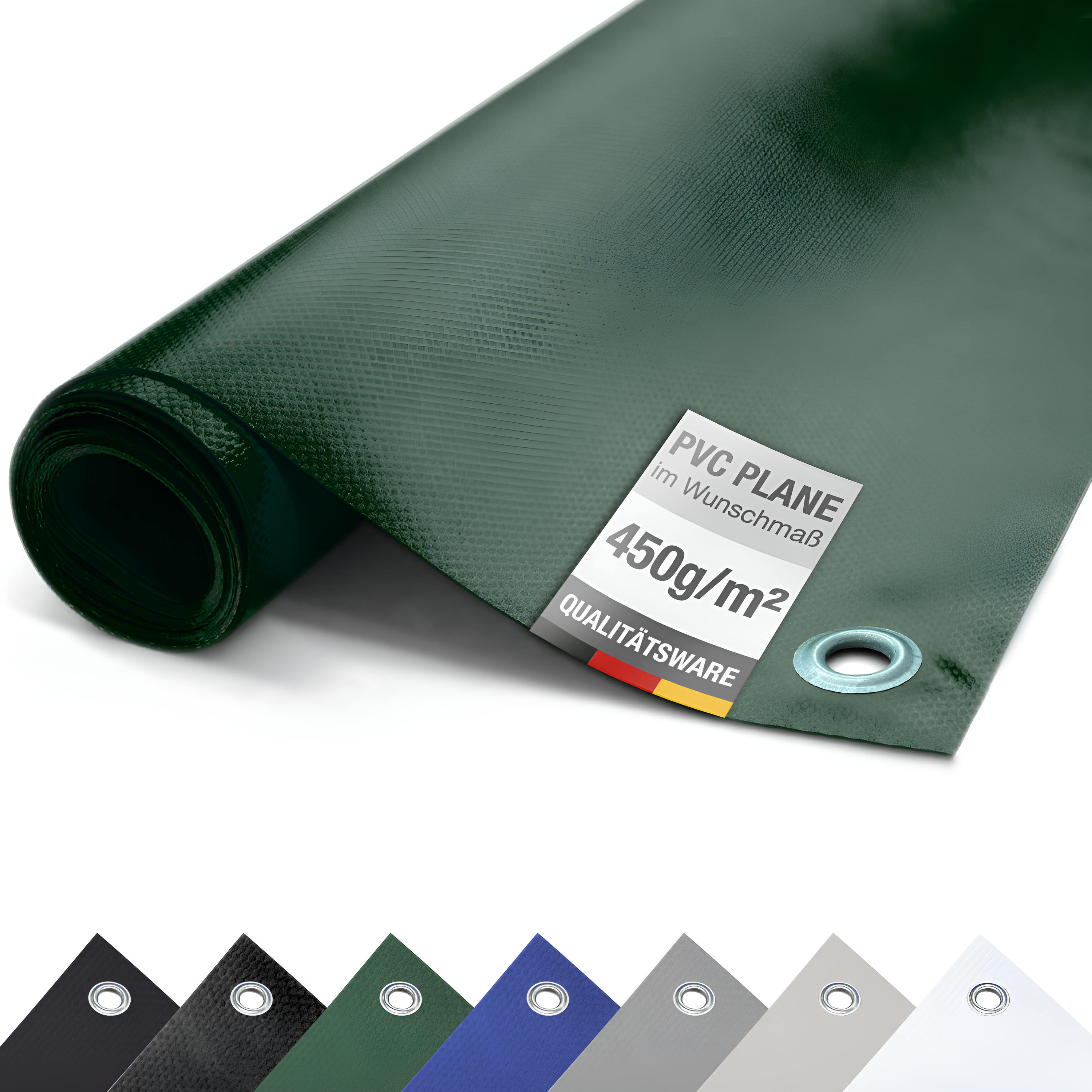 ANKO Planen (450g/m²) LKW-Plane/PVC-Plane mit ÖSEN, Gewebeplane Abdeckplane (Grün RAL6005, 3m x 15m)