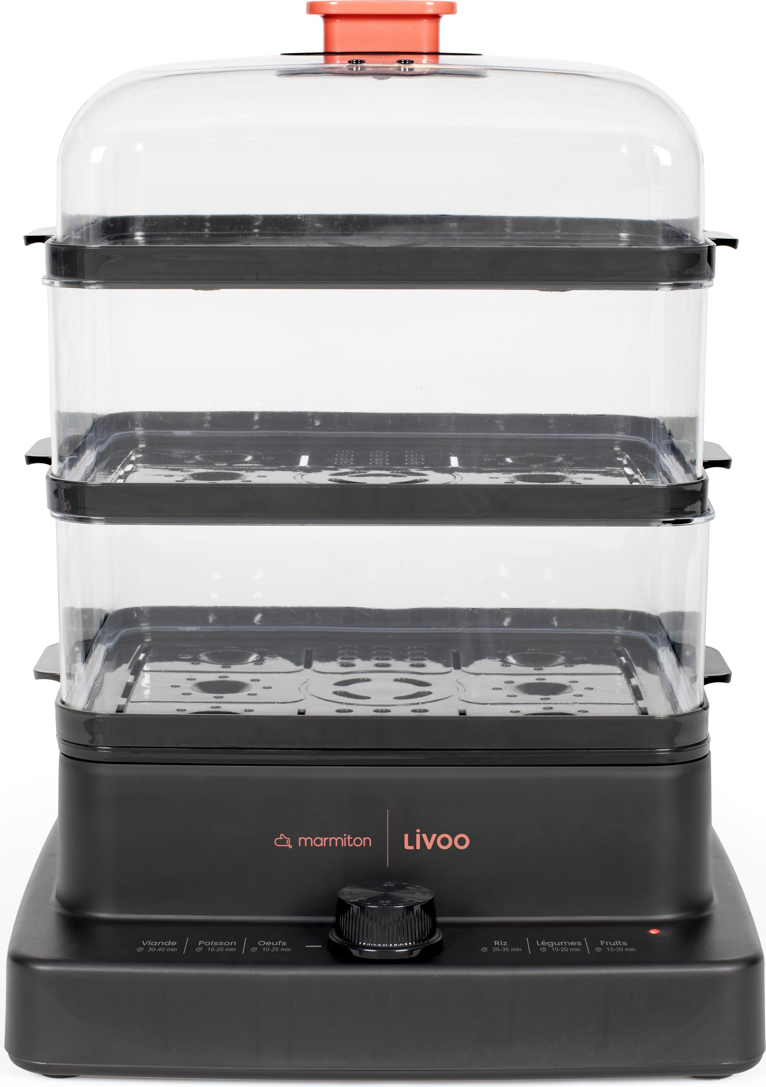 LIVOO Dampfgarer - x Marmiton - DOC300 - 1000-1200 W - 3 Dampfkörbe - Gesamtfassungsvermögen 12 l