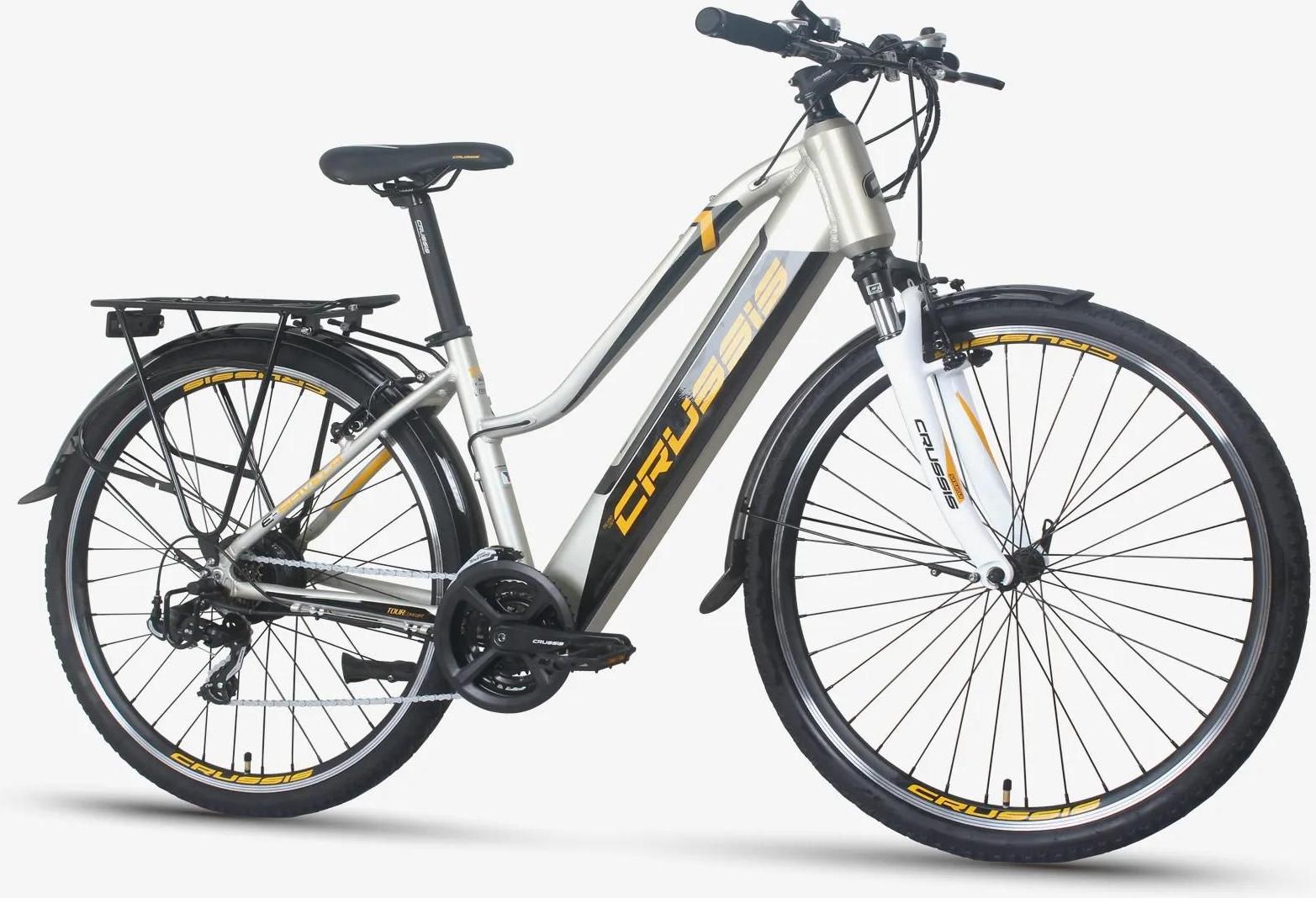 28 palcový trekingový elektrobicykel model e-Savela 1.8 CRUSSIS 2023 Pedelec 13Ah 468Wh výška rámu 17 "(42,3 cm) strieborná/čierna