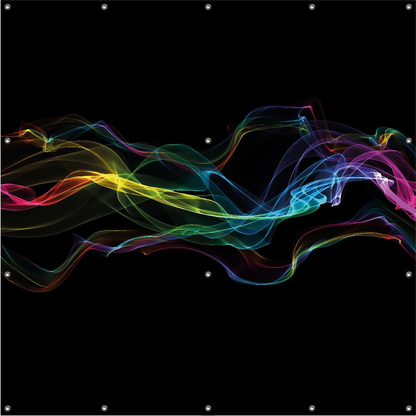 Wallario Outdoor-Poster für Garten oder Balkon, Motiv Bunter Rauch vor schwarzem Hintergrund, in ca. 180 x 180 cm goban5127-180180