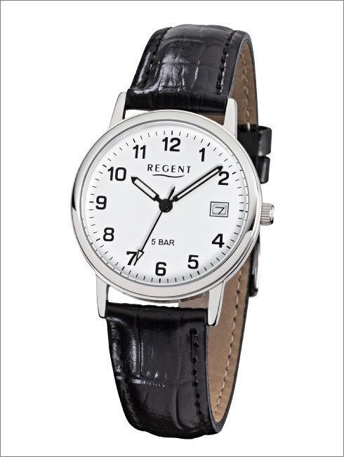 Regent F-791 Herren-Armbanduhr, Edelstahl-Gehäuse, Leder-Armband F791