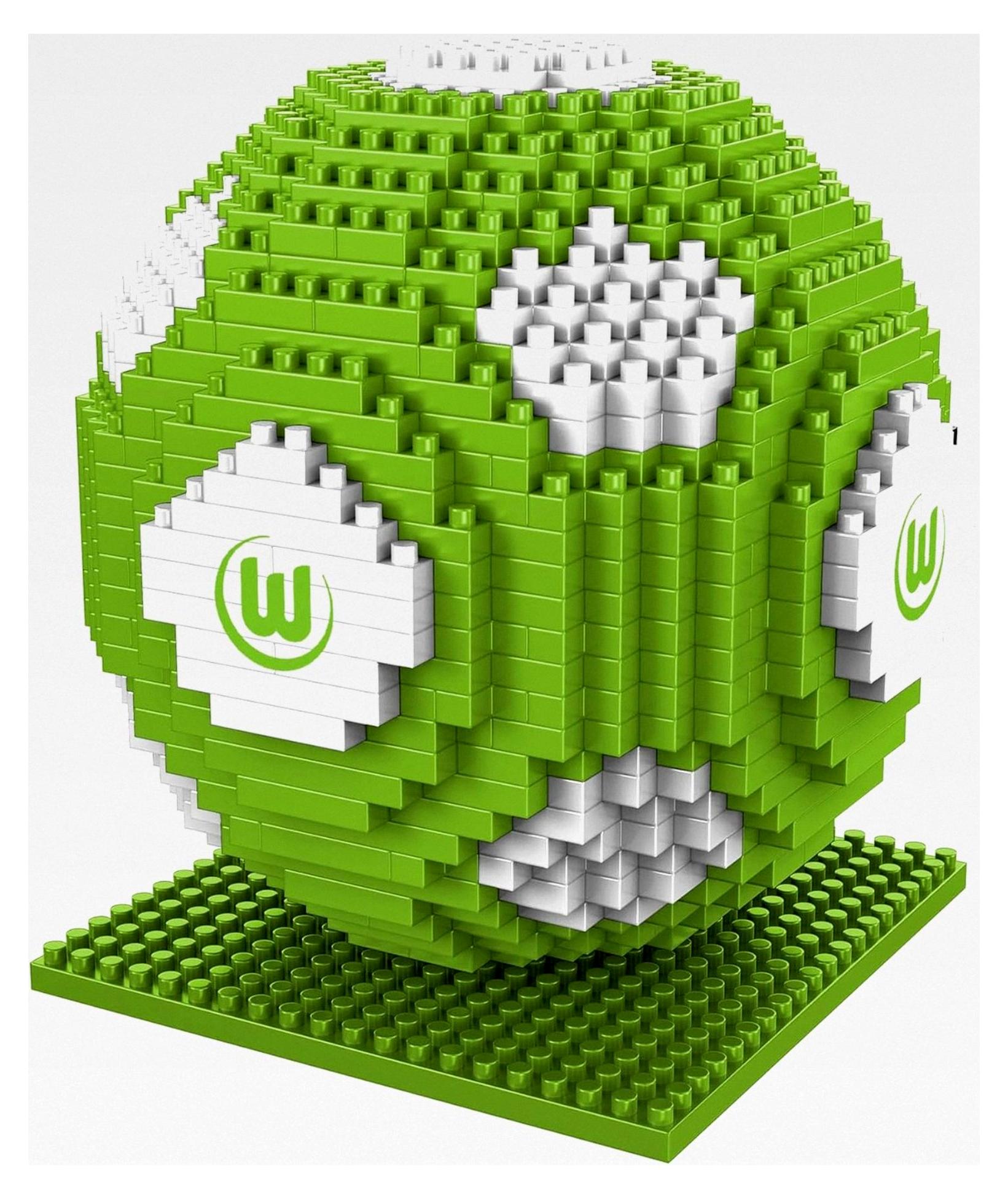 Markenlos Offizielles Lizenzprodukt VFL Wolfsburg BRXLZ-Steine 3D-Fußball BAU-Set ab 12 Jahren