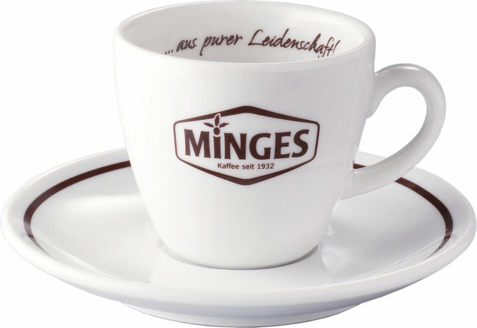 Minges Kaffee Minges Espresso-Tasse mit Untertasse Espresso Tasse Kaffeetasse Porzellan 90 ml 0900050