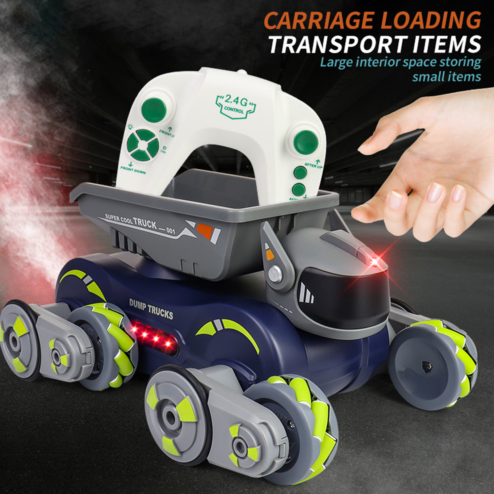 Lixada Ferngesteuertes Spruehauto, 2,4 GHz, 360 ¡ã drehbarer Gestensensor, elektrisches Roboterspielzeug mit Lichtern und Musik, Geschenke fuer Jungen und Maedchen, Orange