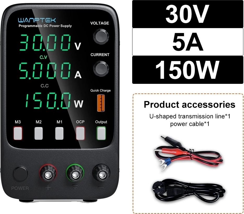 Programovateľný jednosmerný napájací zdroj, výstup 30 V, prúd 5 A, APS305H 30V 5A