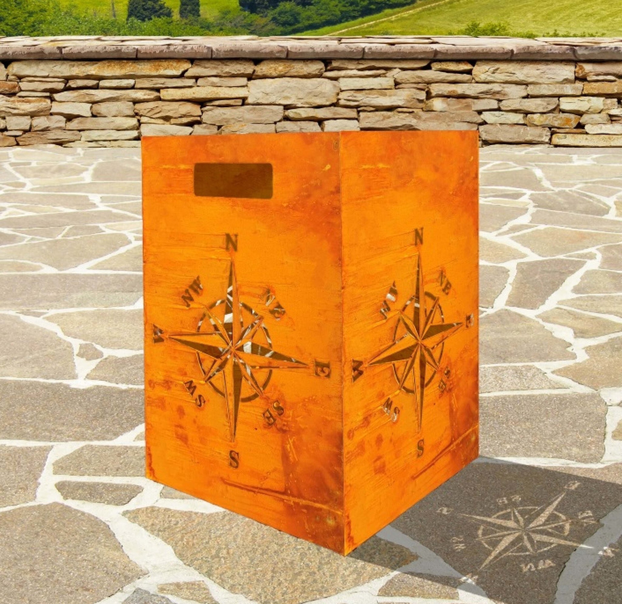 J.W. JW Feuerstelle "Kompass" Feuerkorb Feuersäule 2621