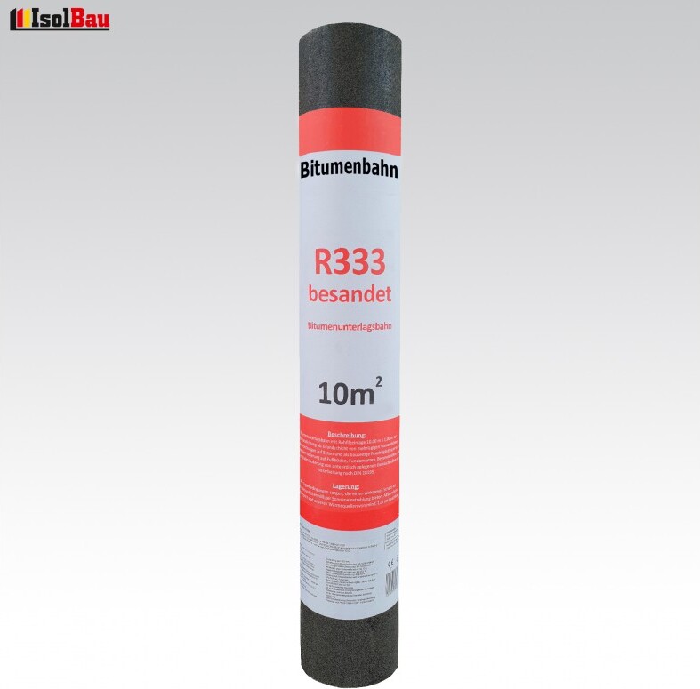 Isolbau Dachpappe R333 Besandet 10m2 Bitumenbahn Bitumen-Dachbahn R333-10