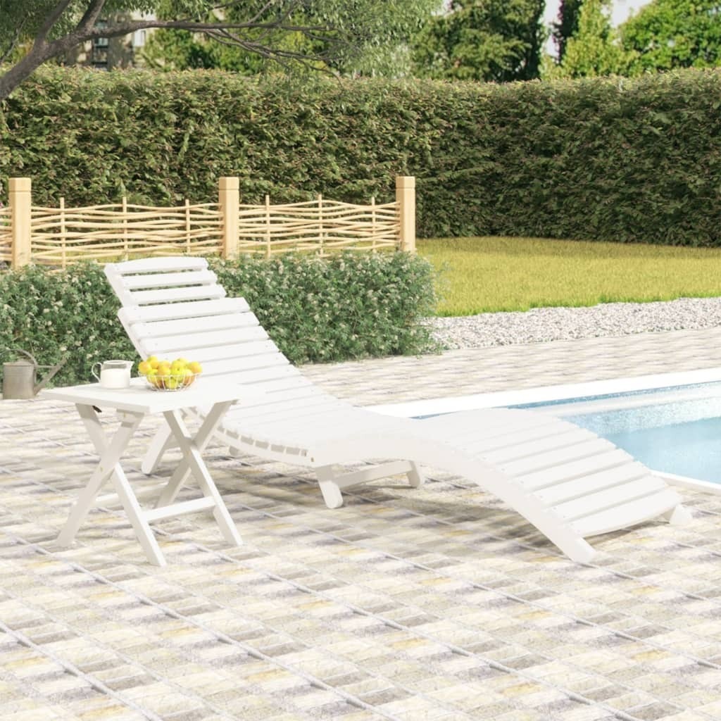 vidaXL Lehátko na opaľovanie biele 184x55x64 cm masívne drevo akácia