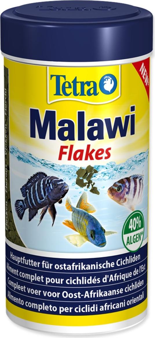 Tetra Malawi Flockenfutter für ostafrikanische Buntbarsche, mit hochwertigen Proteinen, 250 ml