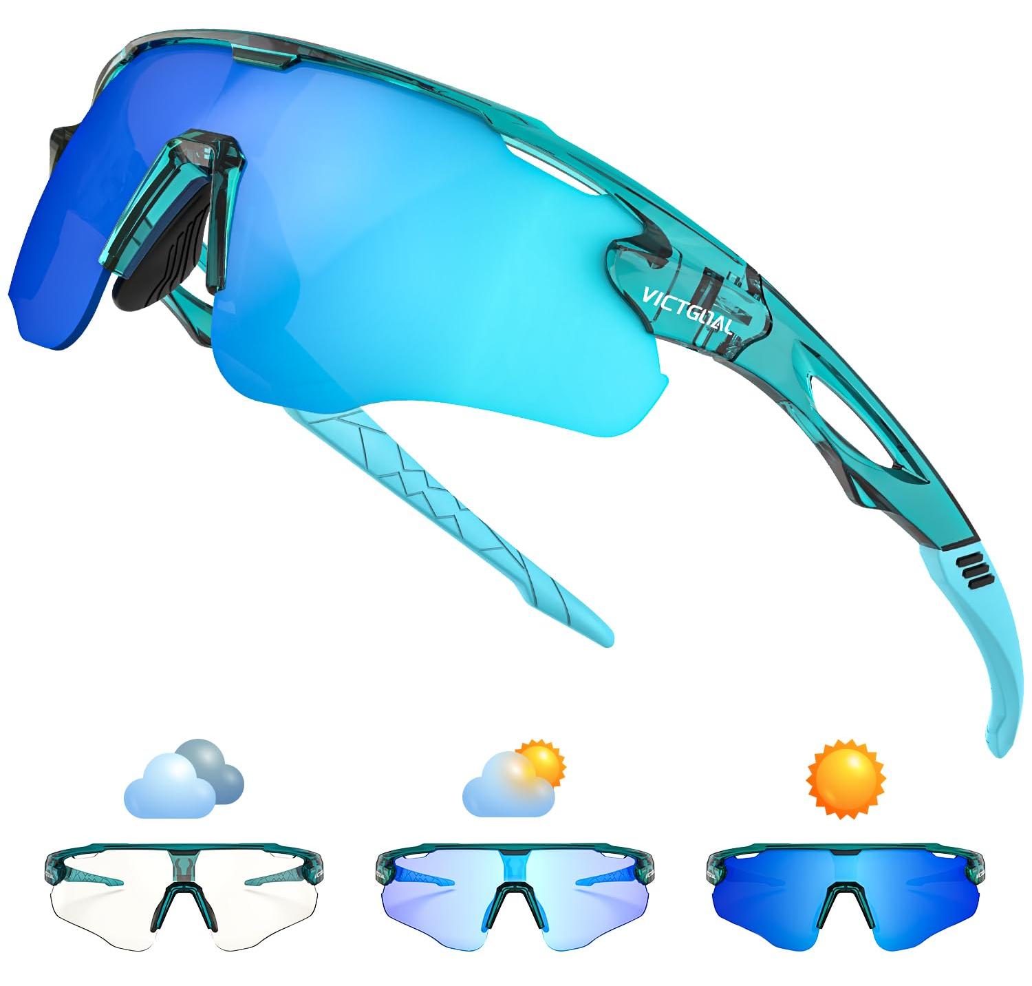 Victgoal Fahrradbrille Herren Damen Selbsttönend, TR90 Rahmen, UV400 Schutz