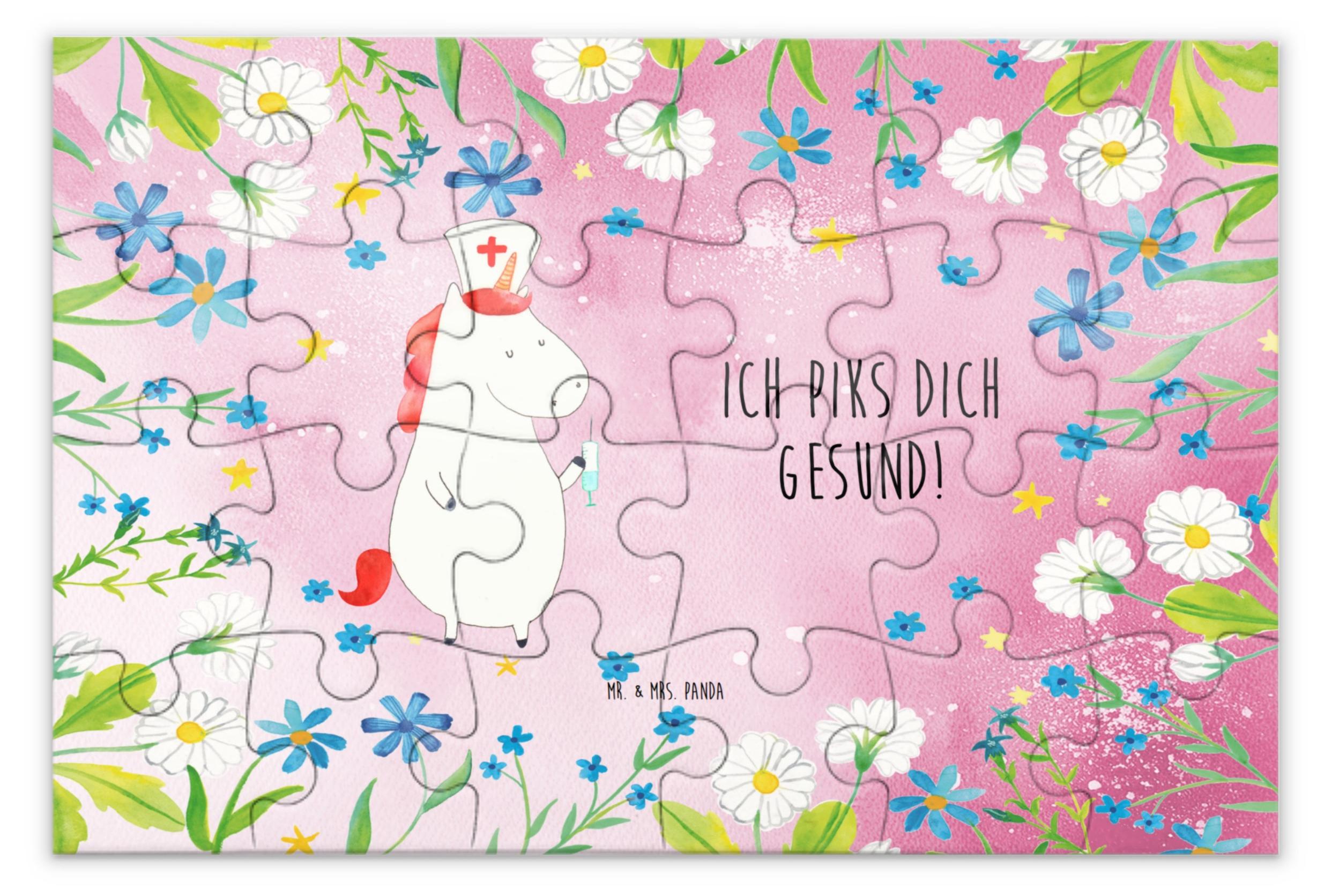 Mr. & Mrs. Panda Puzzle Einhorn Krankenschwester 24 Teile - Rot Pastell - Geschenk, Krankenpfleger, 500, Krankenhaus, Puzzlespiel, Unicorn, 2000, Krankenpflegerin, 1000 PD-1864318-STANDARD