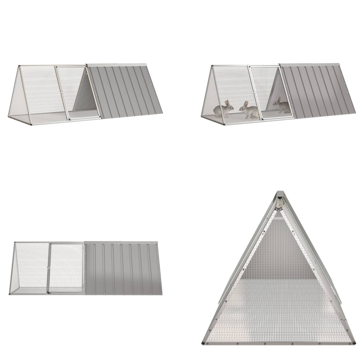 vidaXL Kaninchenkäfig Grau 201,5x80,5x71 cm Verzinkter Stahl - Kaninchenkäfig - Kaninchenkäfige - Kaninchenstall - Kaninchenhaus HL171538