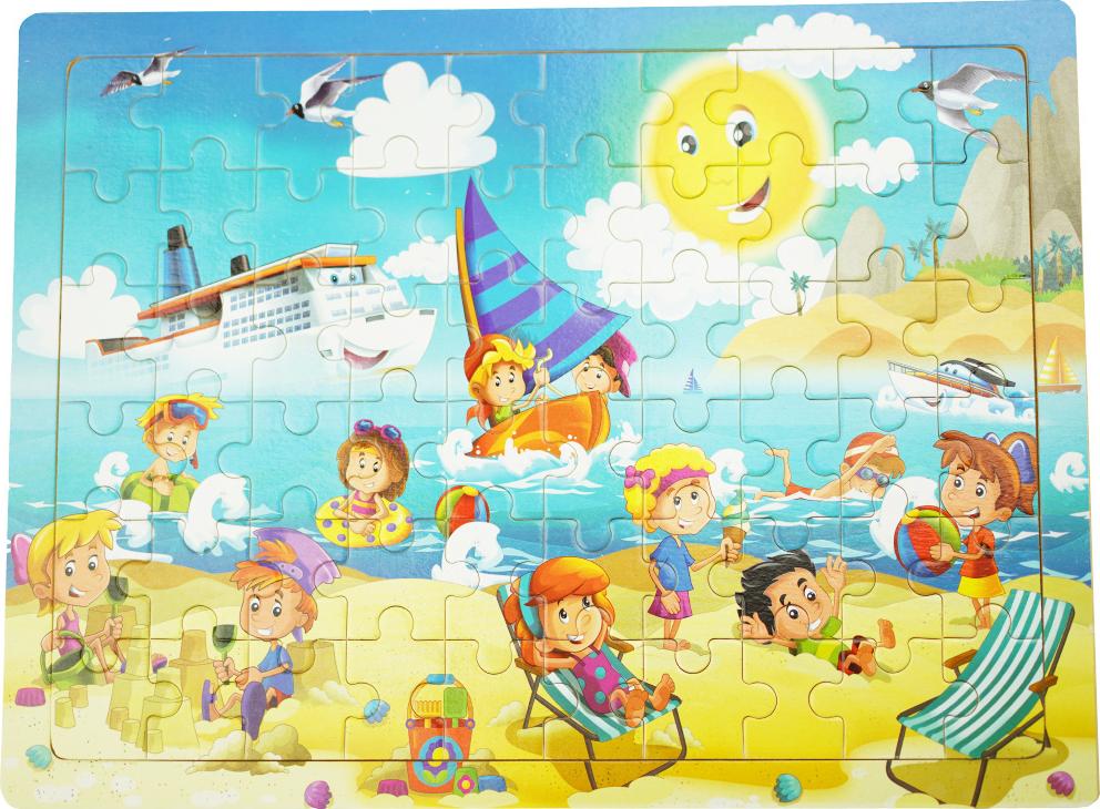 KinderSafe Buntes Holzpuzzle Strand Meer