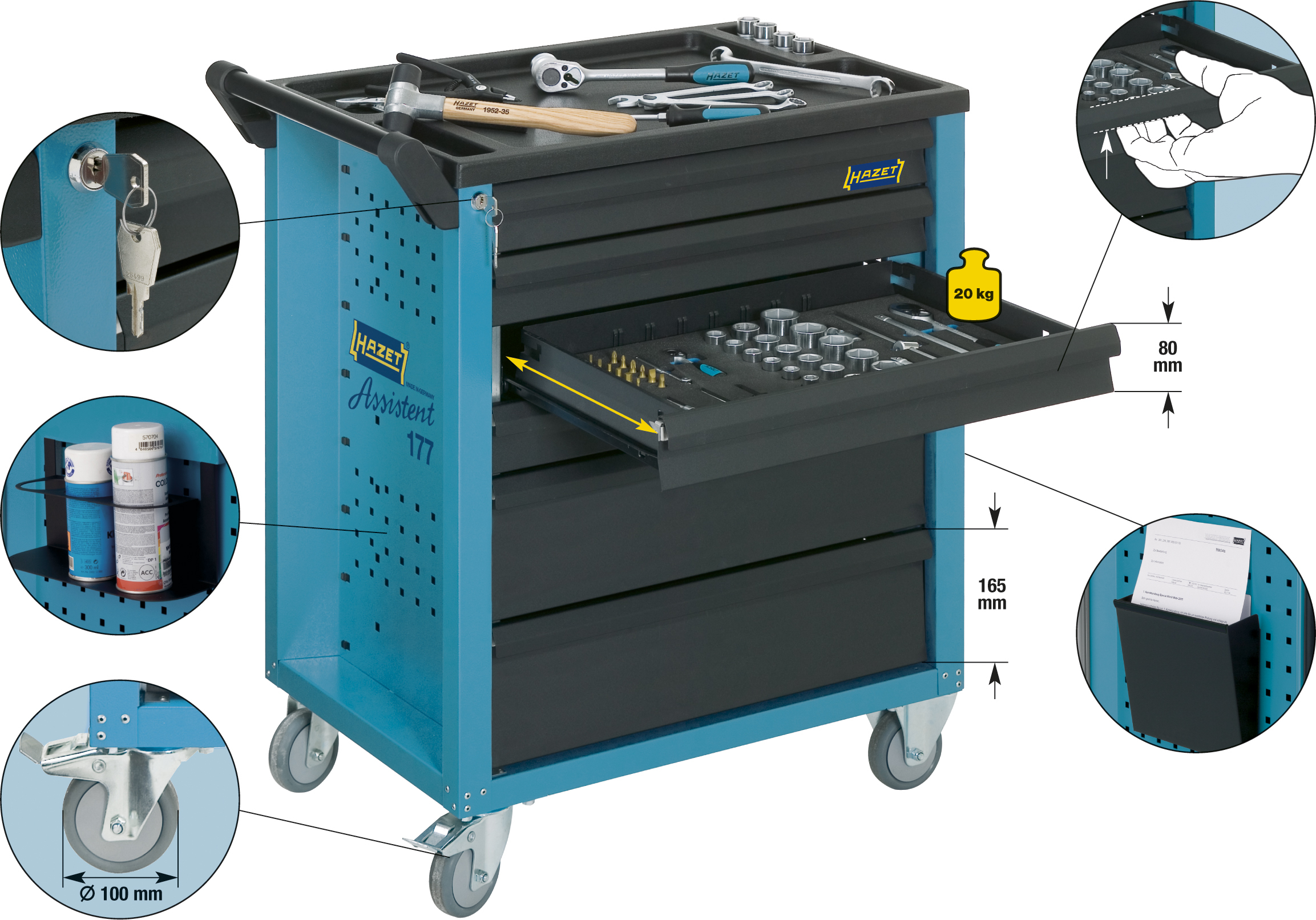 Werkstattwagen 177-7 913x778x796mm Hazet