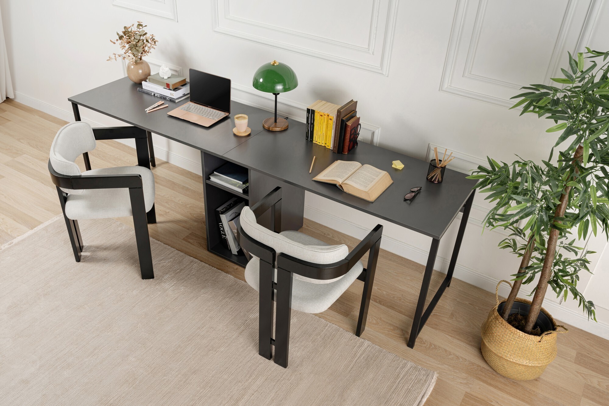 BUREAU TABLE DE travail Bureau informatique Roulettes Tiroirs Polo