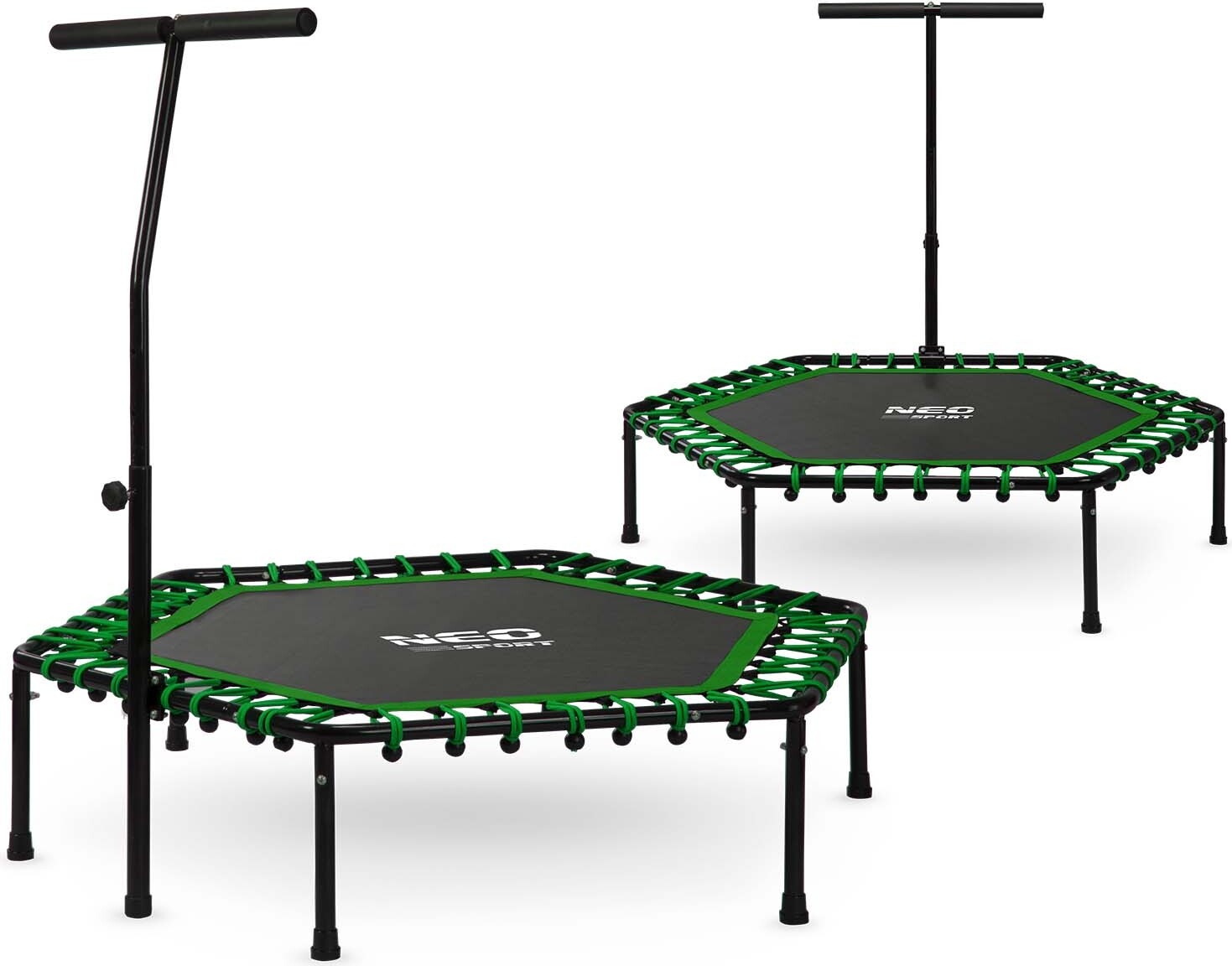 Trampolina fitness z uchwytem 127 cm Neo-Sport - sześciokątna zielona