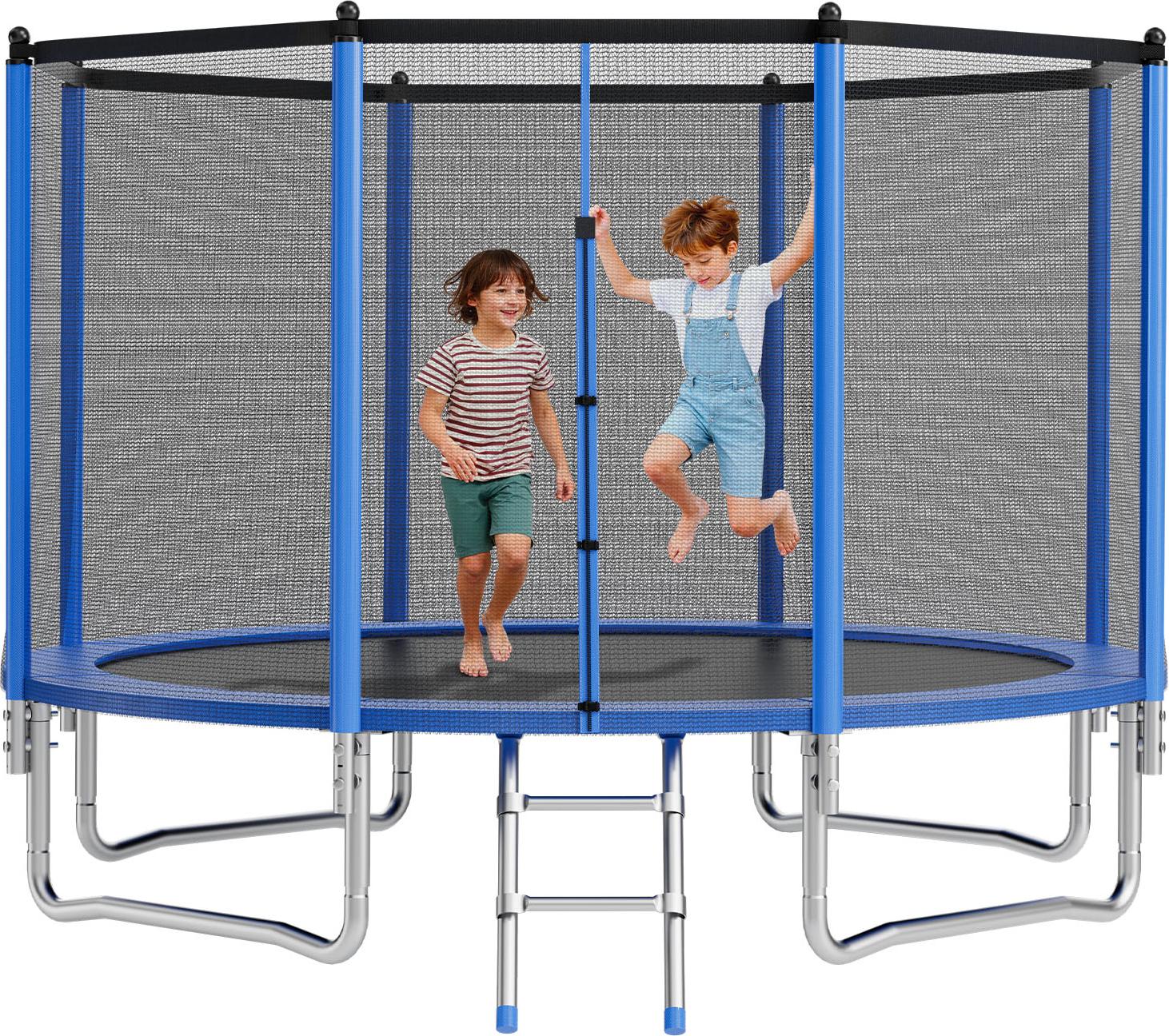 VEVOR vonkajšia trampolína zemná trampolína 366 x 366 cm s bezpečnostnou sieťou a oceľovým rámom, testovaná podľa ASTM, vysoko výkonná trampolína, max. nosnosť 181 kg, záhradná trampolína pre deti