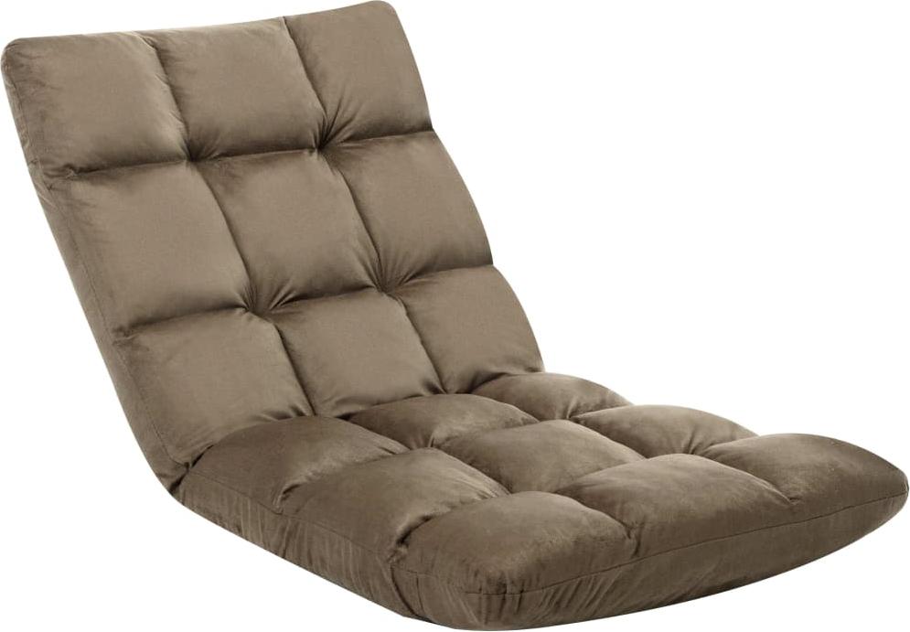 vidaXL Podlahová stolička Skladacia stolička Taupe z mikrovlákna