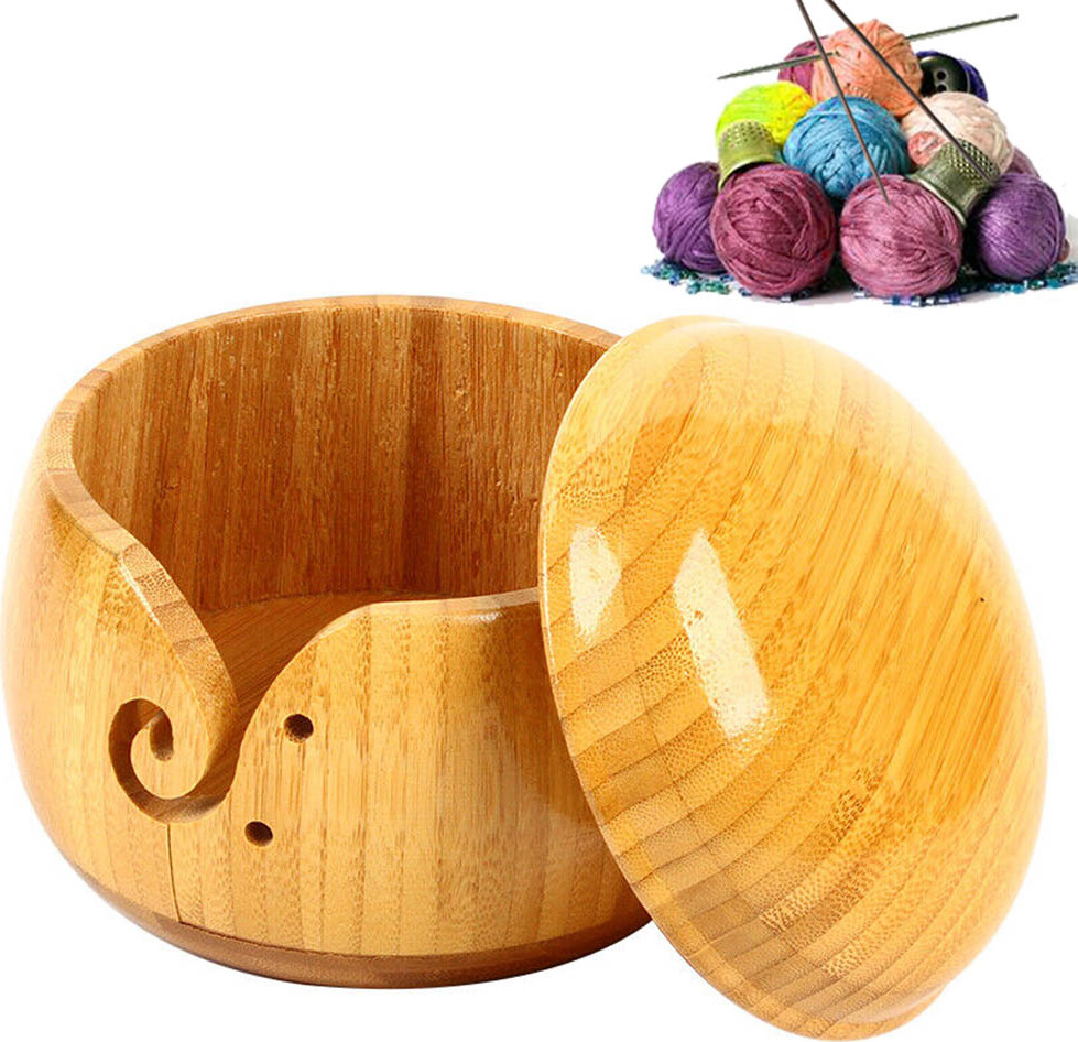 Wollschale Holz - Häkelgarn Aufbewahrungsschale Mit Wirbeldesign