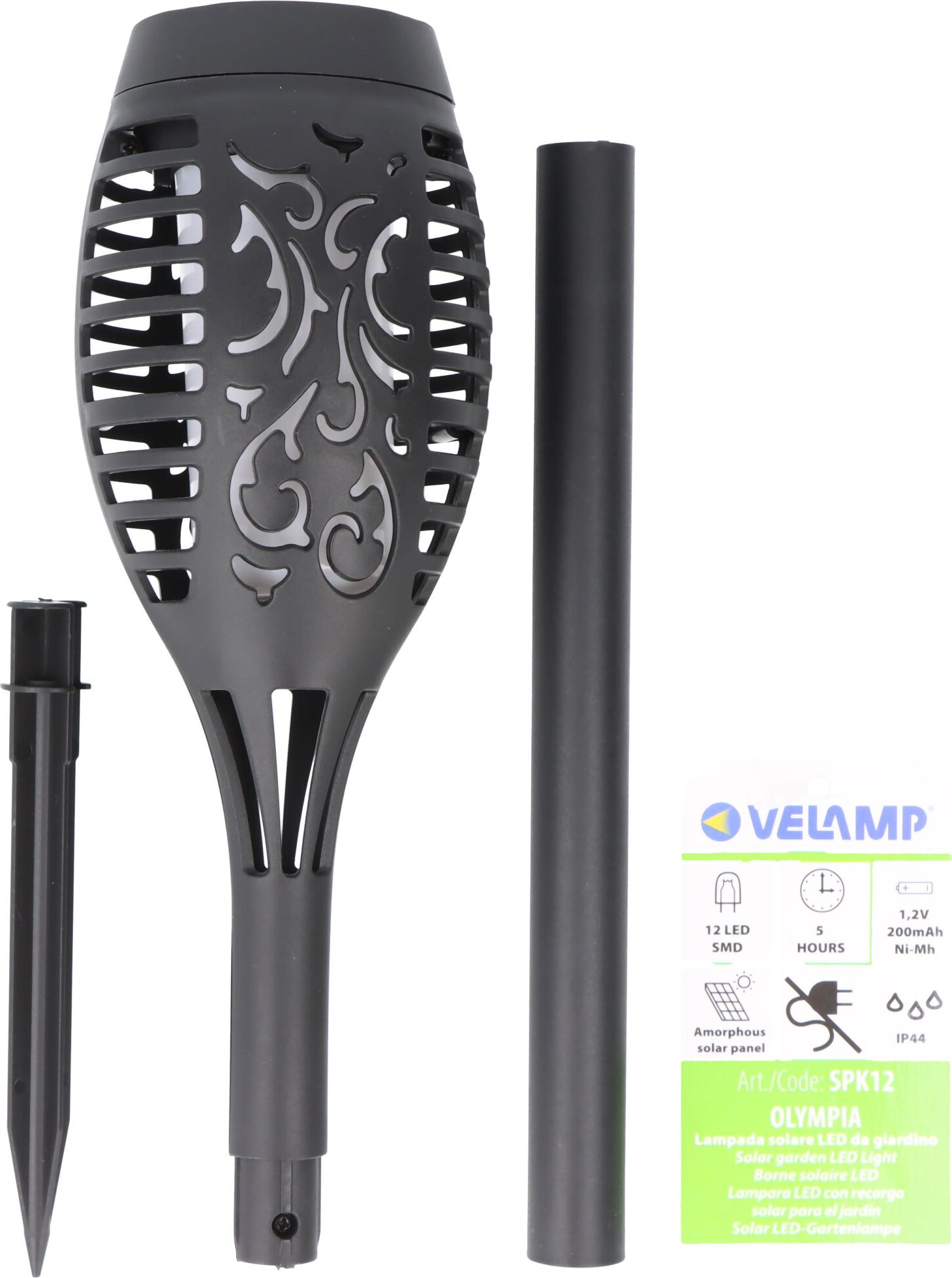 VELAMP Solarlampe SPK12 mit Flammeneffekt
