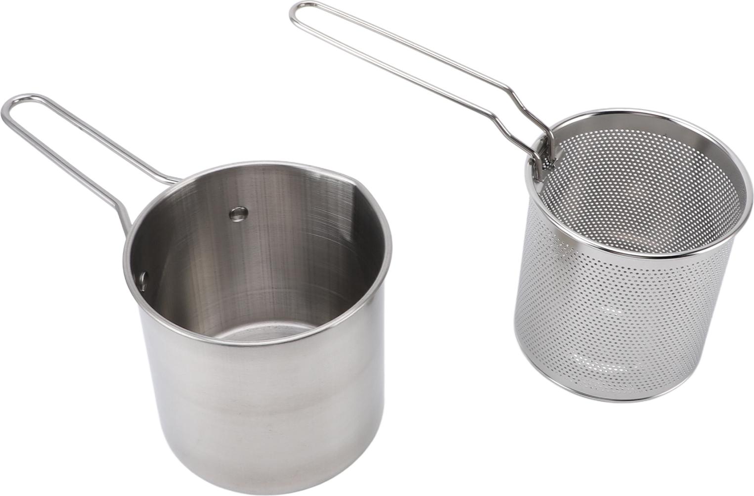 Cocosity Frittiertopf mit Siebeinsatz, 304 Edelstahl, Frittiertopf mit Griff zum Frittieren von Fisch, Garnelen, Hähnchen und Pommes frites