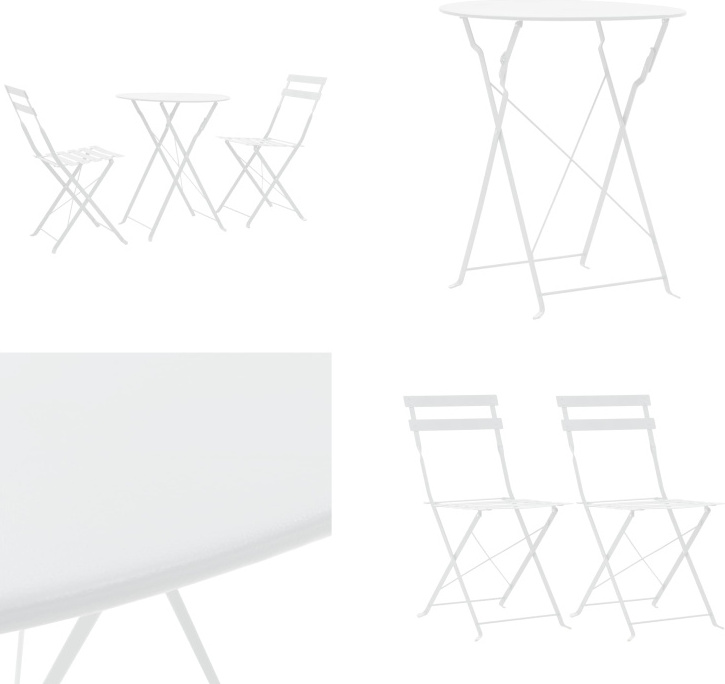 vidaXL 3 ks bistro set oceľovo biely - Záhradný nábytok - Bistro set - Bistro sety - Záhradný set