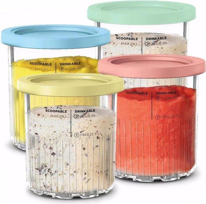 Meoiruery Set mit 4 Ersatz-Eisbehältern für Ninja Creami Deluxe NC501/NC500 Serie, 680 ml, passend für Ninja-Maschinenzubehör KAU-ER-LYS-PH-20251119-135