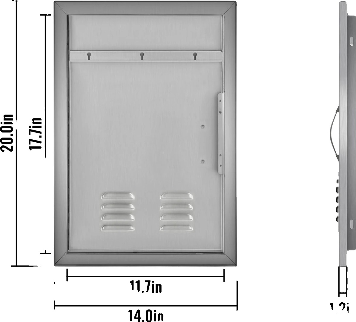 Dvierka na grilovanie, nerezová oceľ, odolné, zosilnené, 1-dverové 14W x 20H