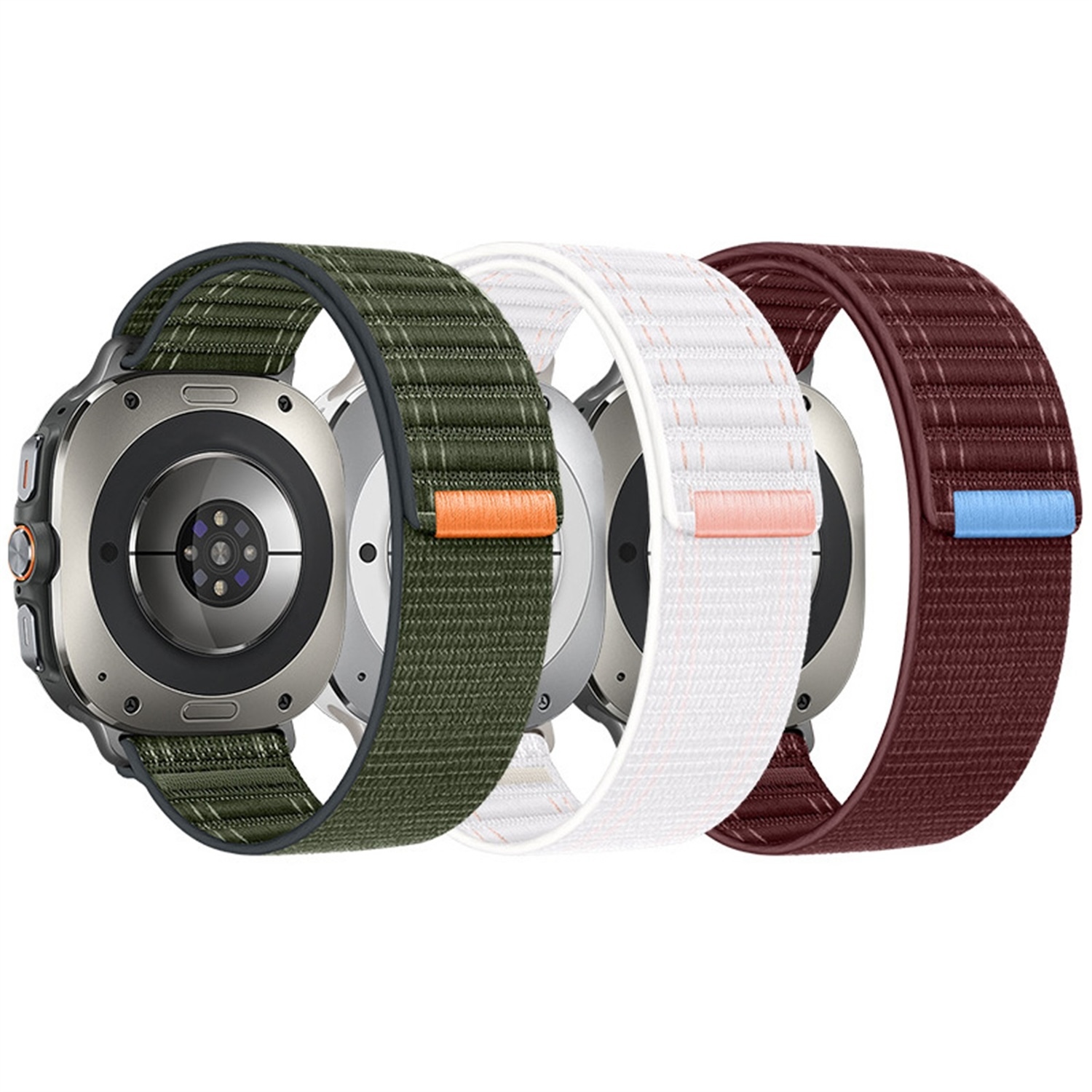 Pre Samsung Galaxy Watch Ultra 47 mm Nylonový remienok na suchý zips Green