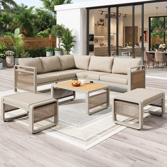 Gartenbank aus geflochtenem Seil mit weicher Polsterung