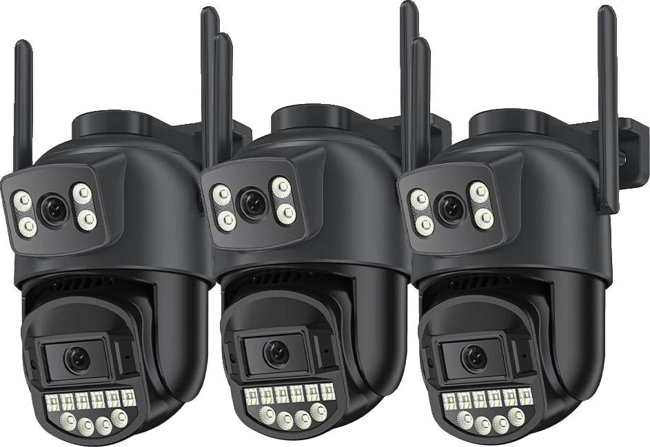 Monitorovacia kamera, dvojitý objektív, nočné videnie, 3ks CAM bez karty, zástrčka EÚ