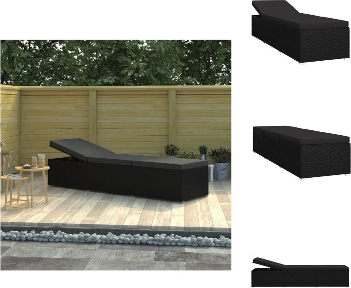 vidaXL Lehátko s vankúšom z polyratanu čierne - Lehátka