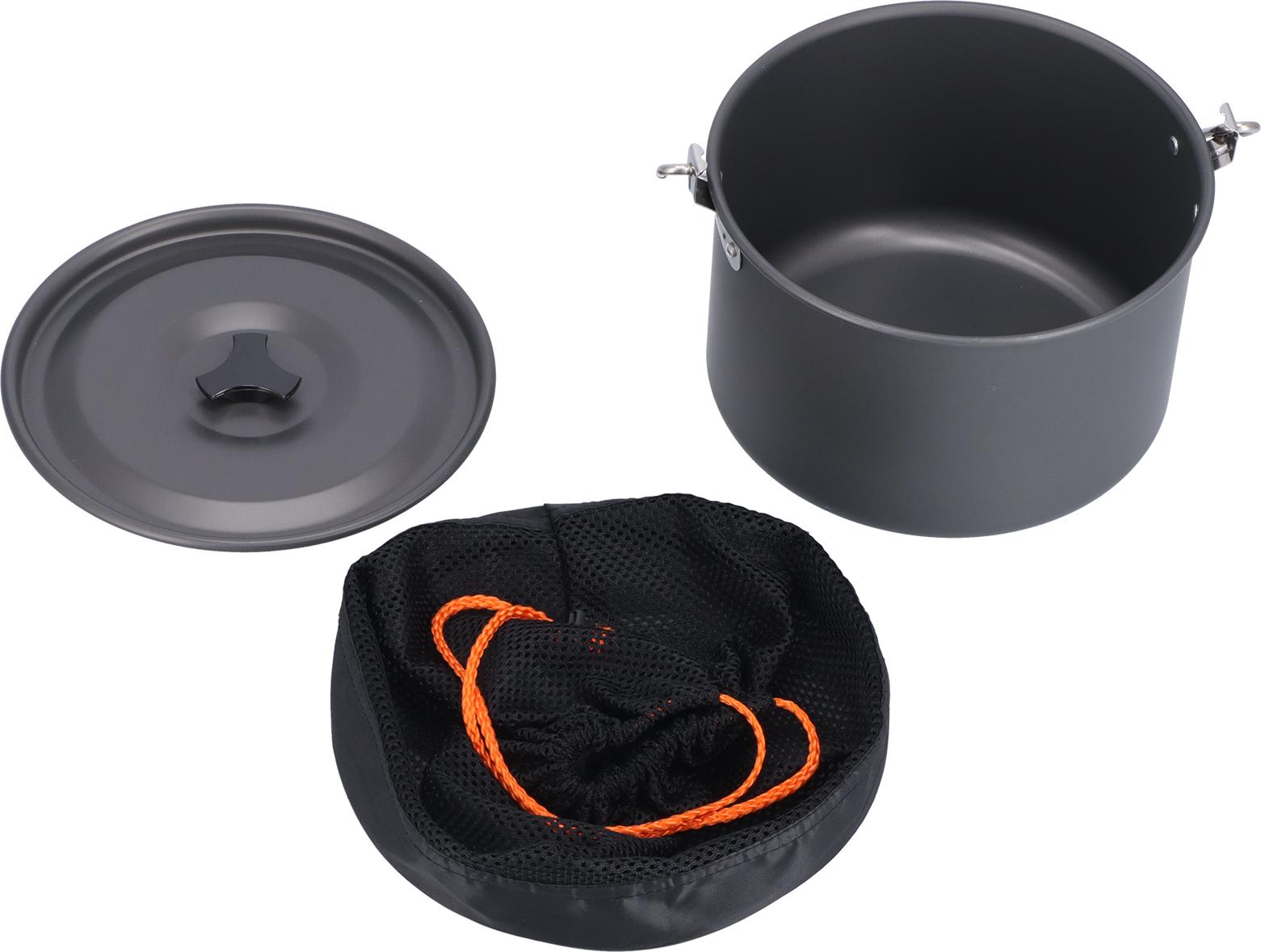 Vonkajší kempingový hrniec Prenosný hliníkový zliatinový ohnisko Závesný hrniec s vekom Úložná taška pre 6?8 ľudí