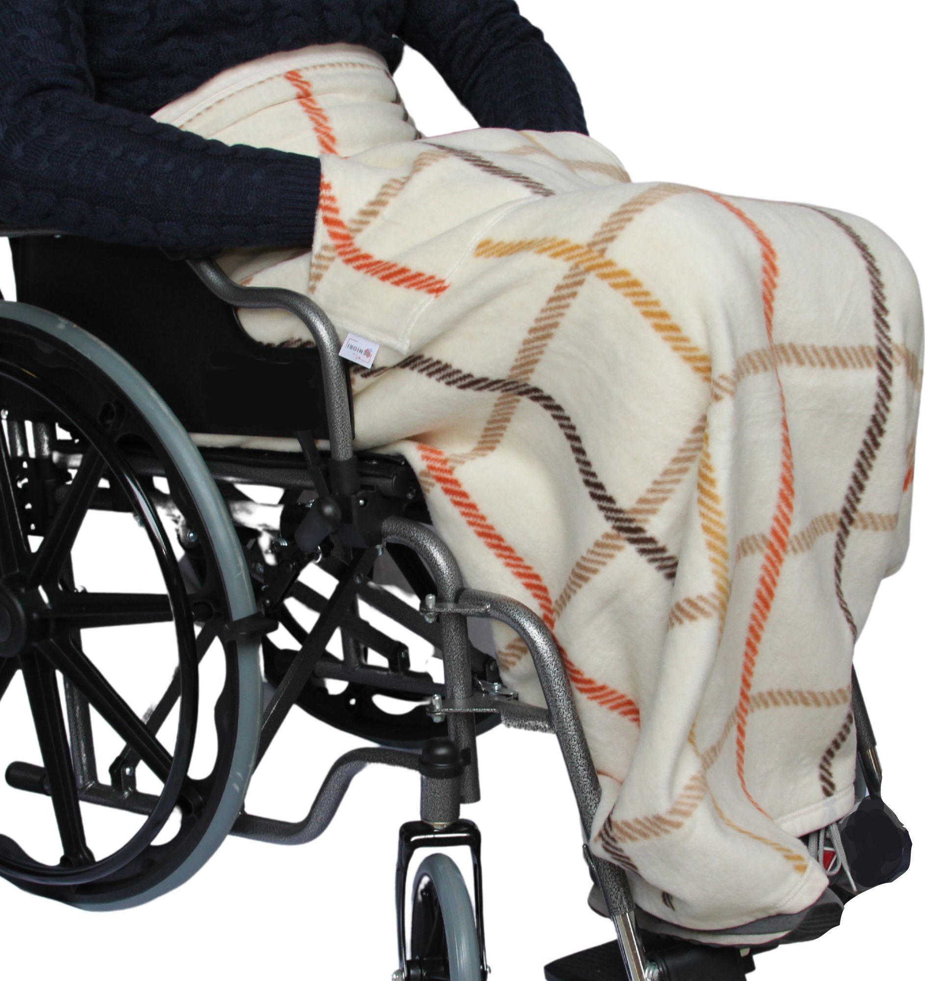 SENIORI Rollstuhldecke Decke für Rollstuhl warme Beindecke für Rollstuhlfahrer 3. Ecru - Gitter