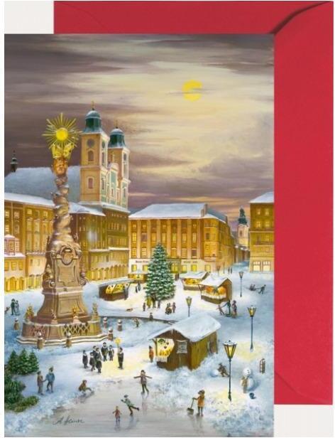 Mini adventný kalendár Linz s 24 dvierkami a motívom umelca