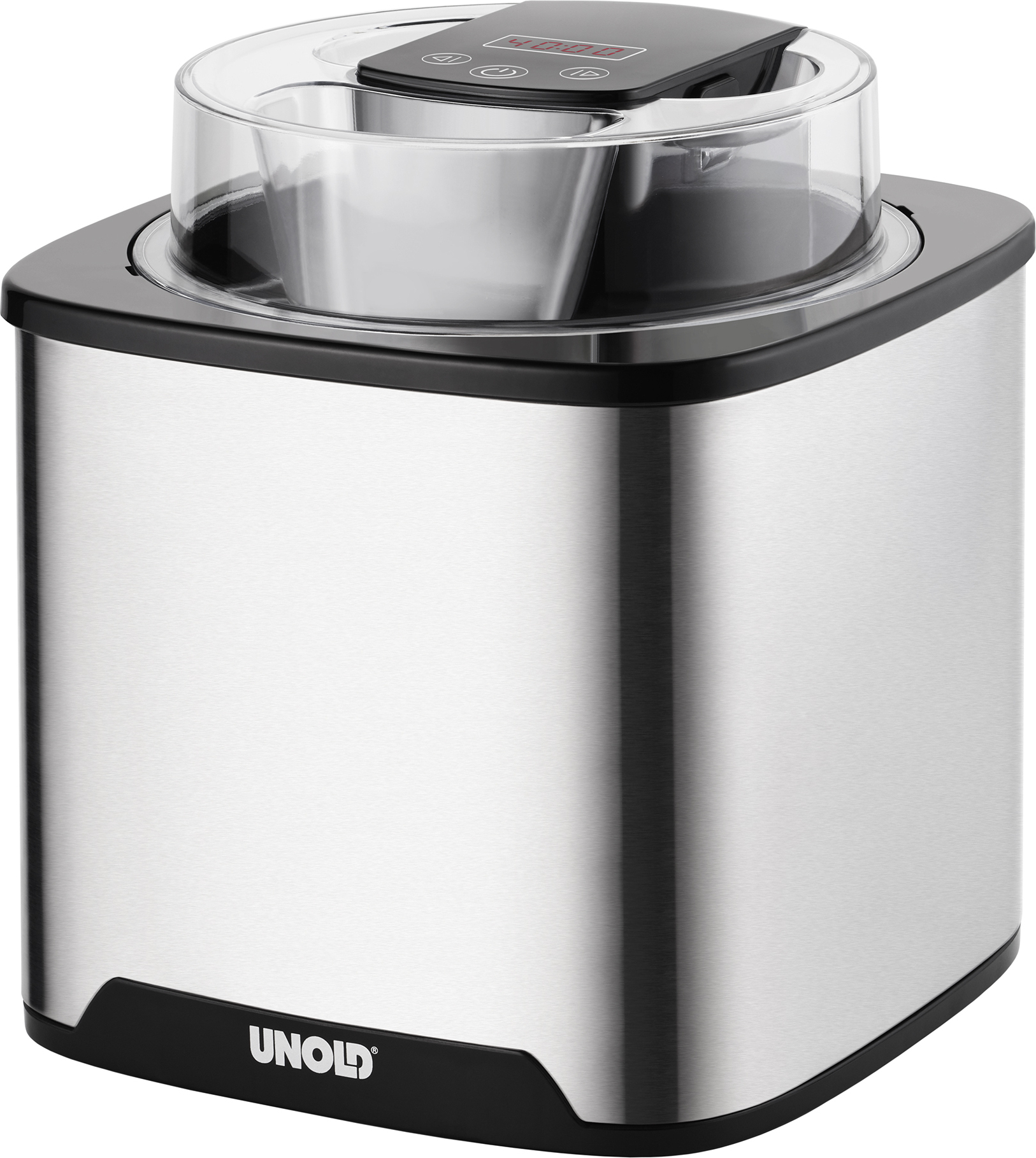 Unold 48855 Eismaschine Gelato, Speiseeisbereiter 1,5 L Eiscreme, LCD-Display, digitaler Timer, BPA-frei