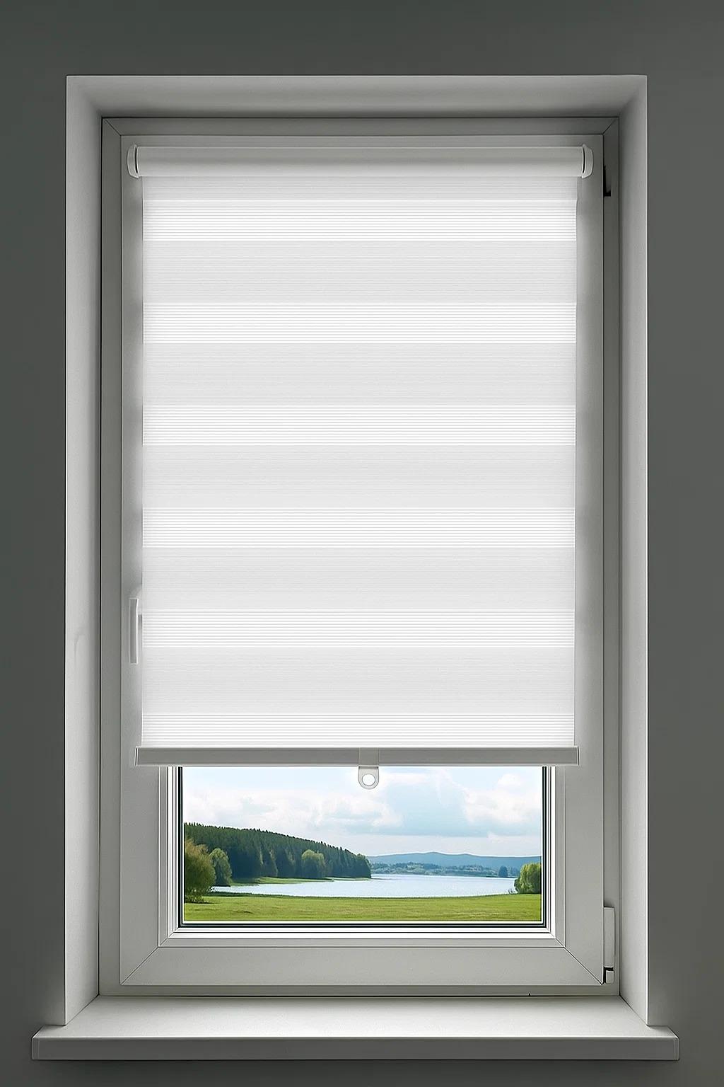 Shopper Doppelrollo Klemmfix Ohne Bohren Duo Rollo Zebrarollo weiß 90cm