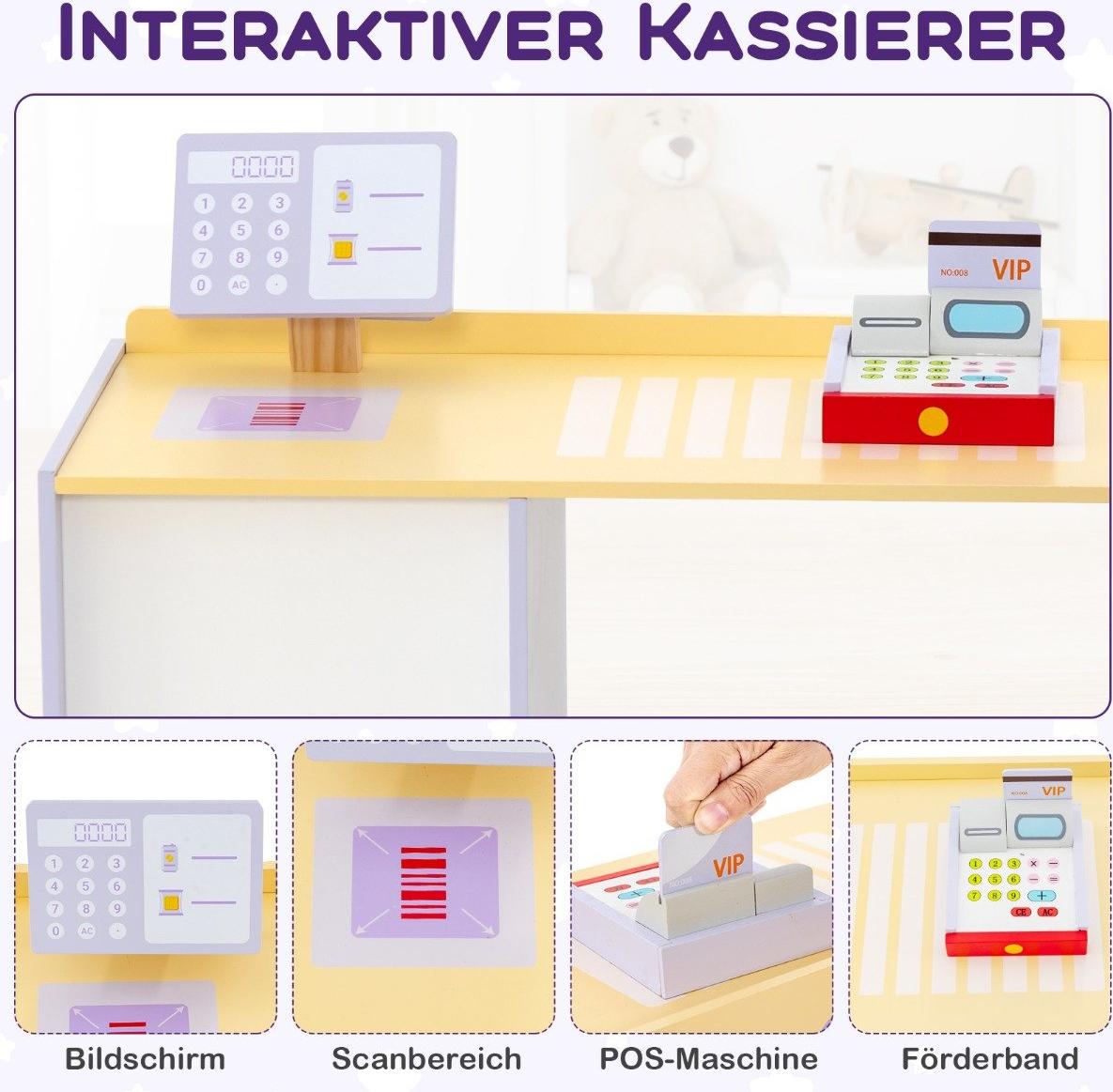 Northix Kaufladen aus Holz mit Seitentheke, 89x57x80 cm