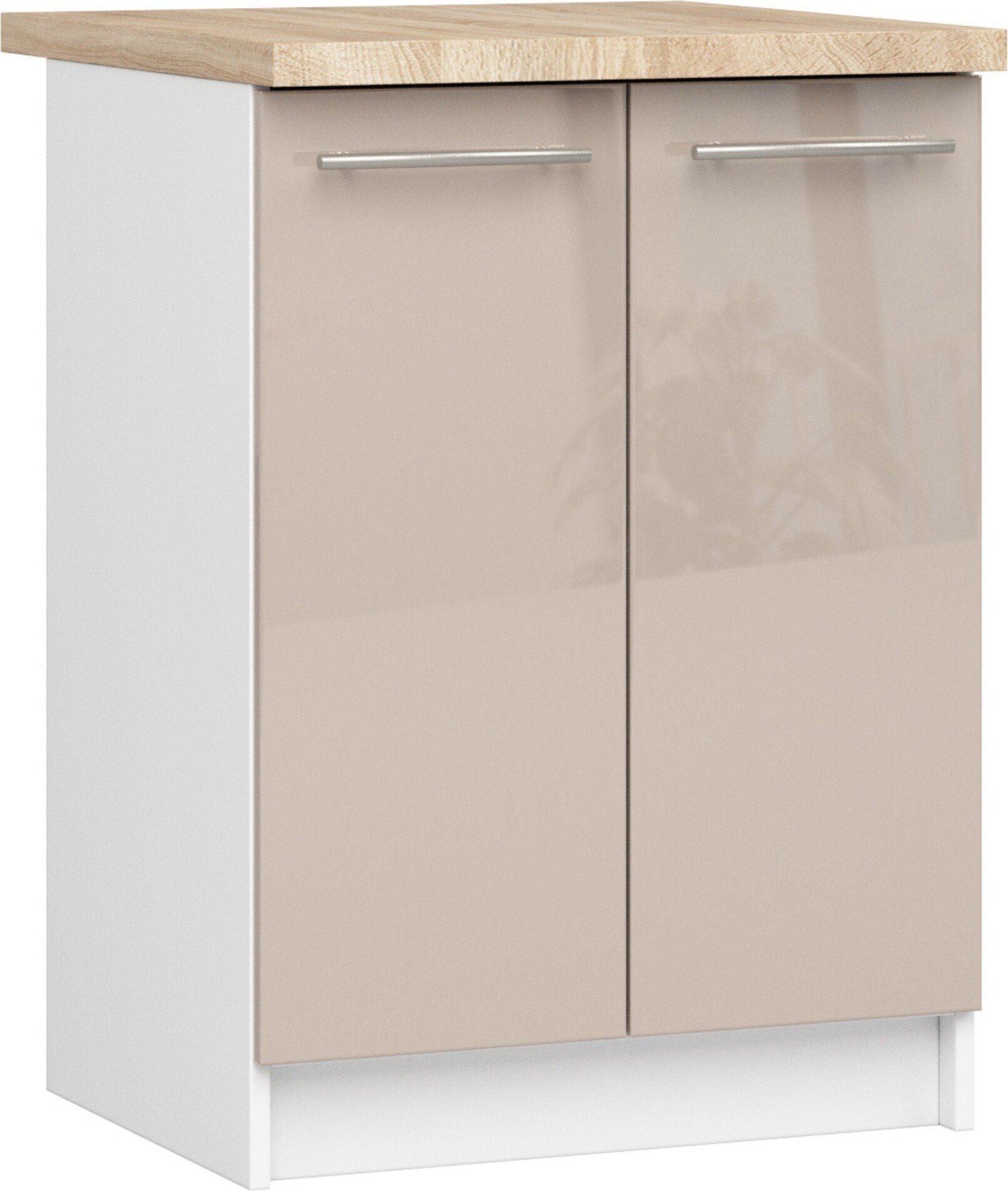 Küchenschrank AKORD OLIWIA S60 Weiß 60 cm Cappuccino Glanz B60 x H85 x T46 cm KS0POLIBIACAPPOL007
