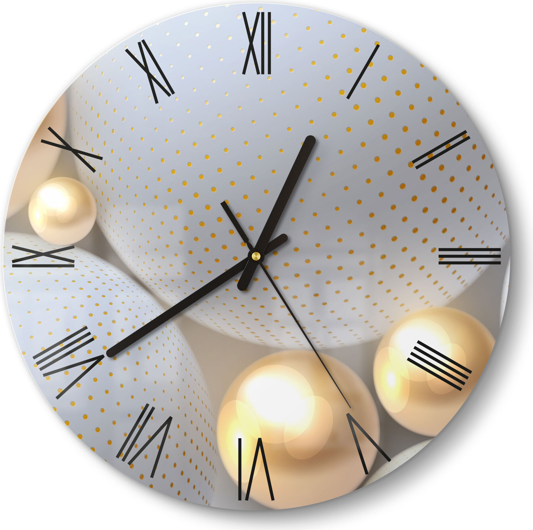 DEQORI Glasuhr Ø30 cm Römisch 'Angeordnete Kugeln' Wanduhr Glas Uhr Design leise WC-D30-R-1667