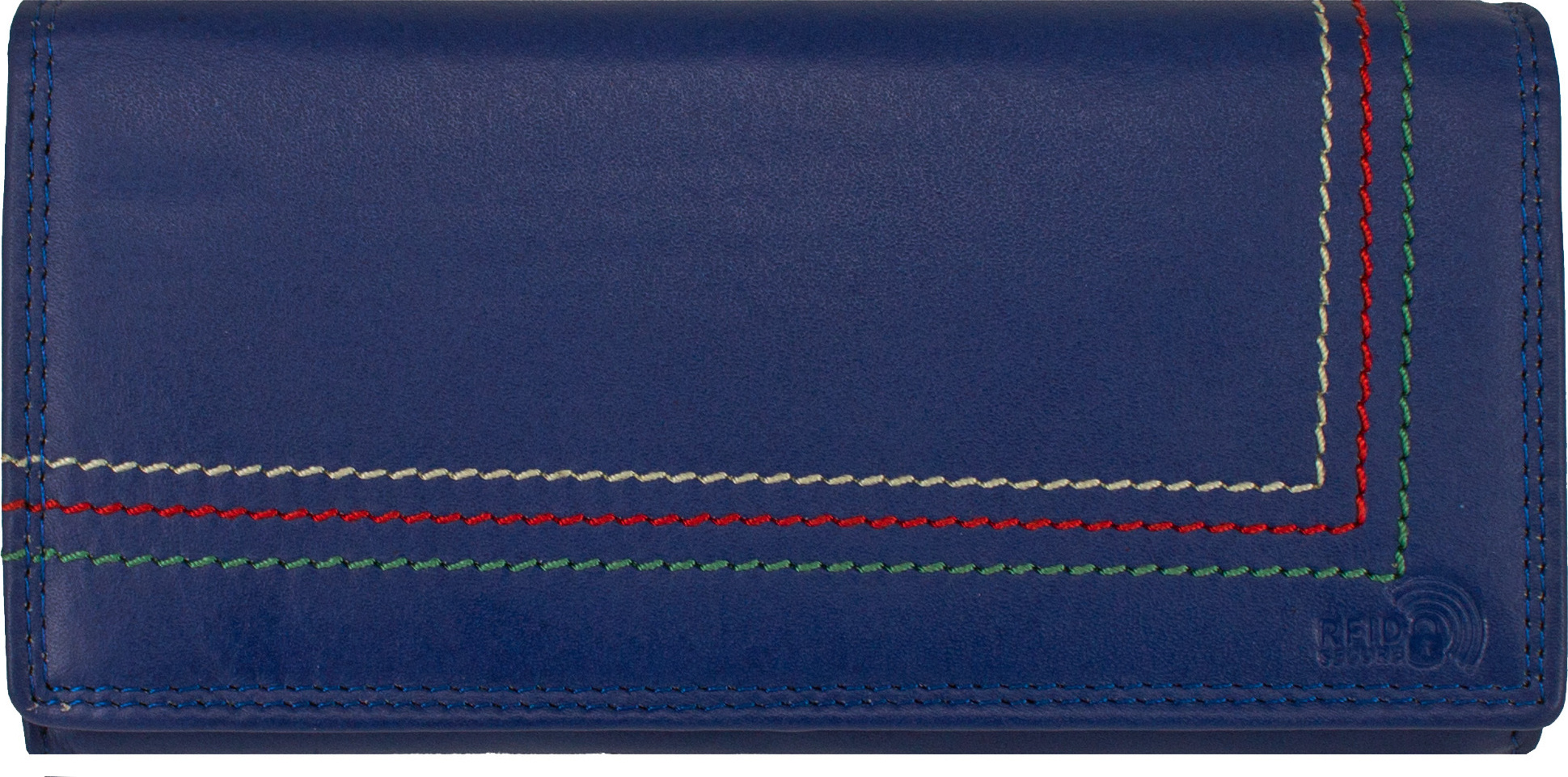 Rundumok Vintage Damen Portemonnaie Groß Geldbörse aus Echtleder - RFID-Schutz, Lederbörse, Blau bl-1063